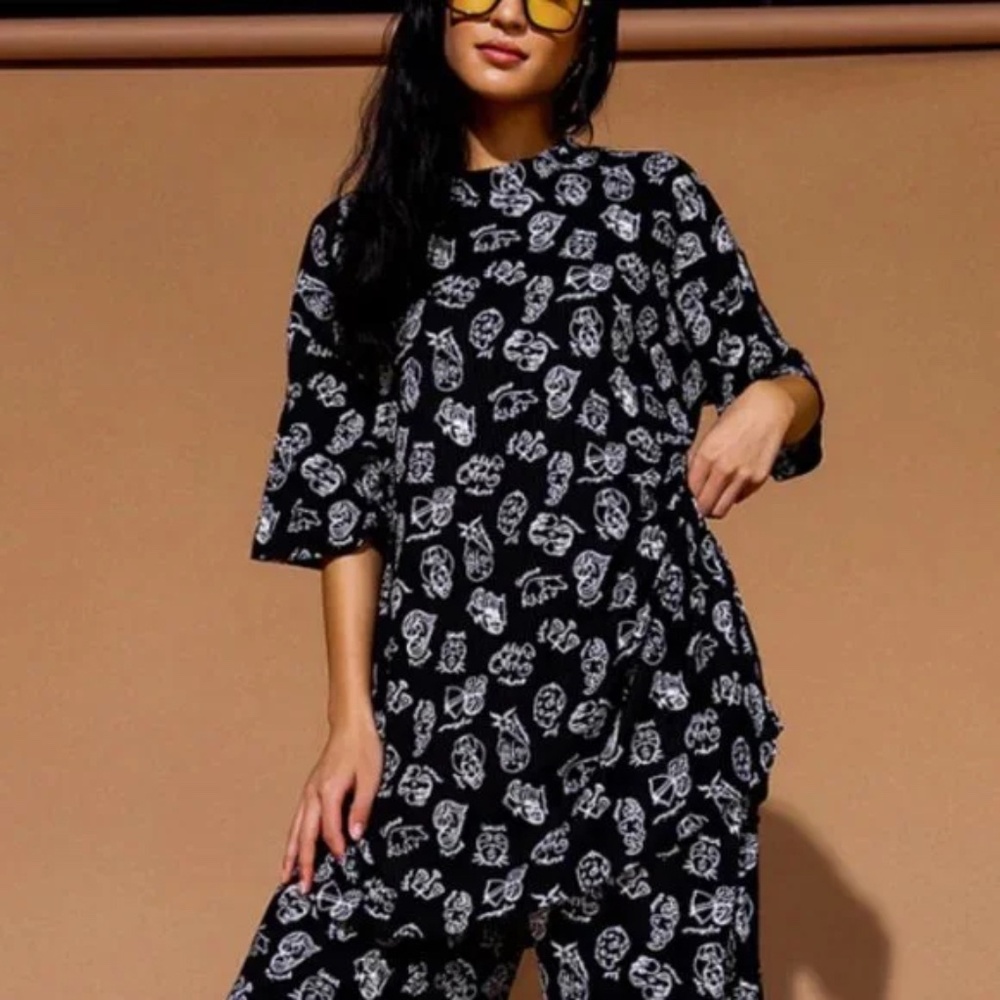 NWT Dressed in LALA Lex Ribbed Playsuit TOP in Zodiac Love Size Small